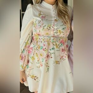 Floral Print Dress with Belt